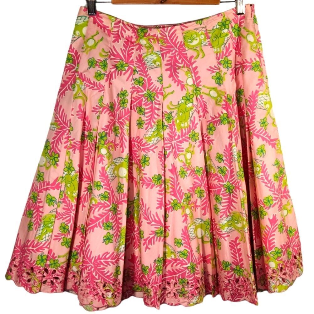 Lilly Pulitzer Pink and Green Floral Skirt